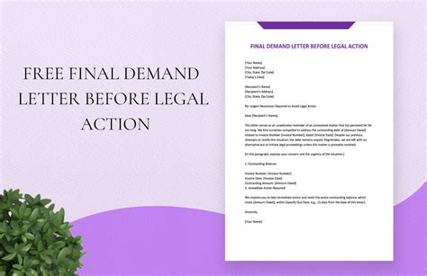 Final Demand Letter Before Legal Action Template Infoupdate Org