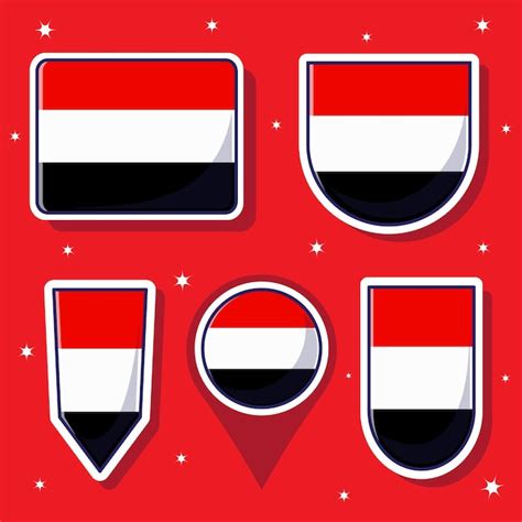 Premium Vector Yemen National Flag Cartoon Vector Icon Mascot Bundle