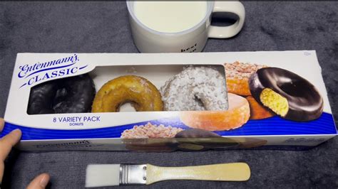 ASMR Entenmann’s Classic 8 Variety Pack Donuts With Milk - YouTube