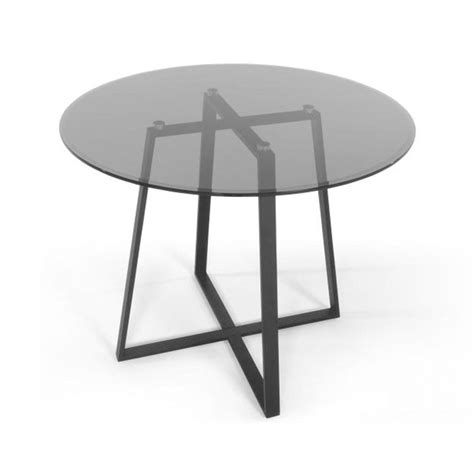 Akira Round Glass Dining Table 110cm Smoked Glass Top Black Legs Bunnings Australia