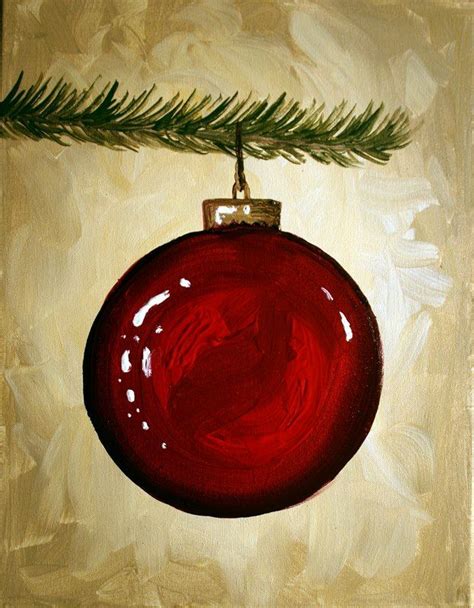 Big Red Ornament On Christmas Tree Limb Christmas Canvas Christmas