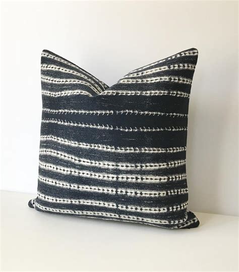 Navy Blue Tribal Striped Boho Decorative Pillow Cover Etsy Etsy Pillow Covers Decorative