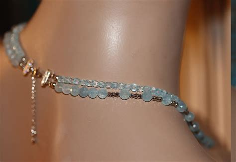 Neu Blau Topas Aquamarin Collier Kette Halskette Halsschmuck Kaufen