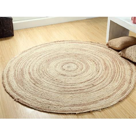 Lite Brown Plain Jute Natural Hand Braided Rug For Home Decoration At