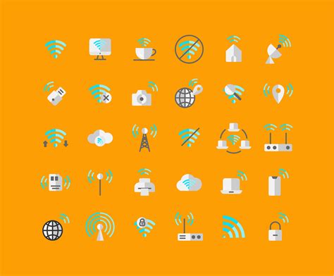 Wireless Network Flat Icon Set Vector Art At Vecteezy