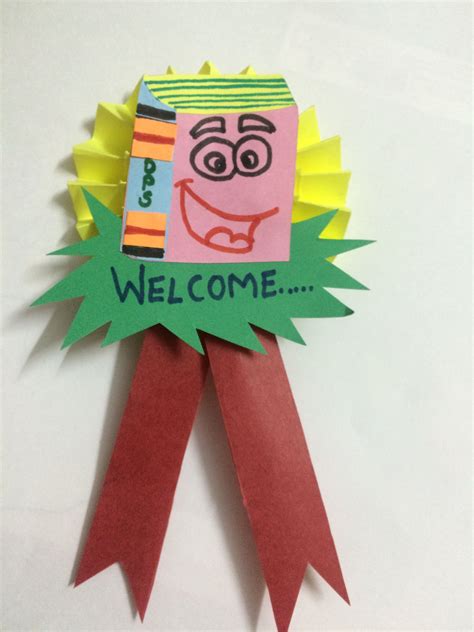 Cute Welcome Badges For Kids Paper Crafts Diy Diy Preschool Arts