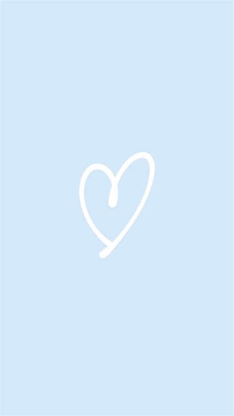 Cute Blue Wallpaper with a White Heart