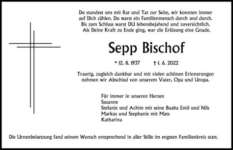 Traueranzeigen von Sepp Bischof Allgäuer Zeitung