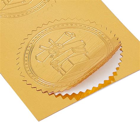 CRASPIRE Embossed Graduation Cap Diploma Gold Certificate Seals Self