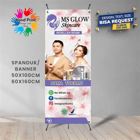 Jual Spanduk Banner Ms Glow Skincare Ungu Gratis Memesan Desain