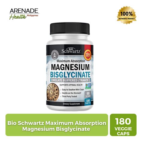 Bio Schwartz Maximum Absorption Magnesium Bisglycinate 180 Veggie Caps