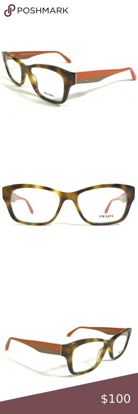 Prada Eyeglasses Frames Vpr R Tkr O Orange Brown Tortoise Square