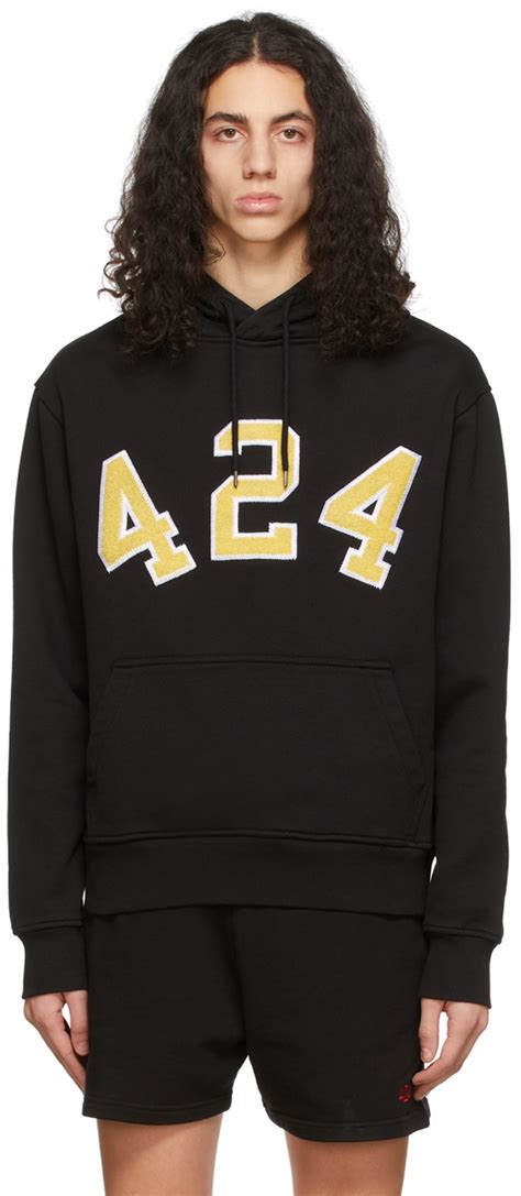 424 Black Varsity Logo Hoodie Ssense Uk