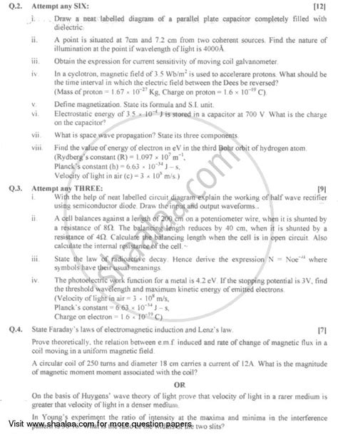 Physics Hsc Science General Th Standard Board Exam