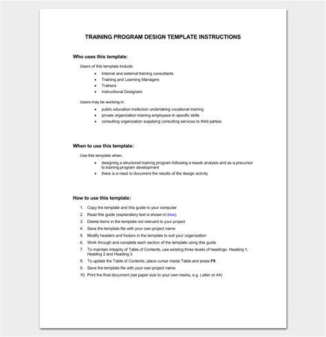 Training Program Outline Template 19 For Word And Pdf Format Dotxes