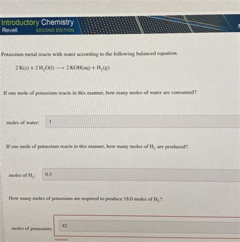 Solved Potassium Metal Reacts With Water According To The