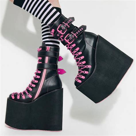 Lace Up High Heels High Heel Wedges Y2k Boots After Libro 2 Chunky