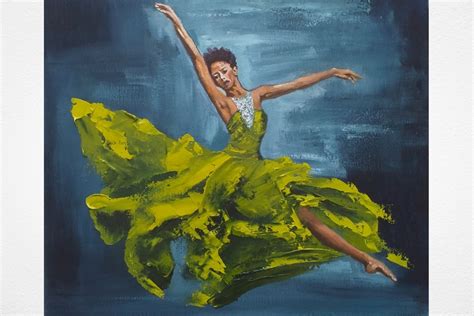 Ballet Painting Black Dancer Original Art Figure Oil Painting Canvas Afro American Woman Impasto ...