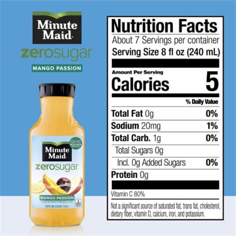 Minute Maid Zero Sugar Mango Passion Flavored Fruit Juice Drink 52 Fl