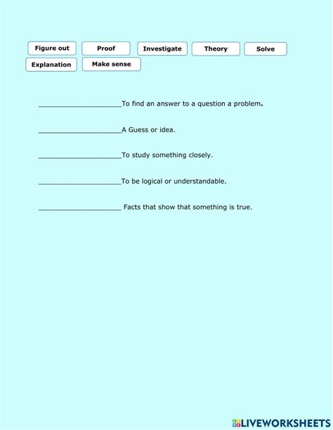 Possible Explanations Worksheet Live Worksheets