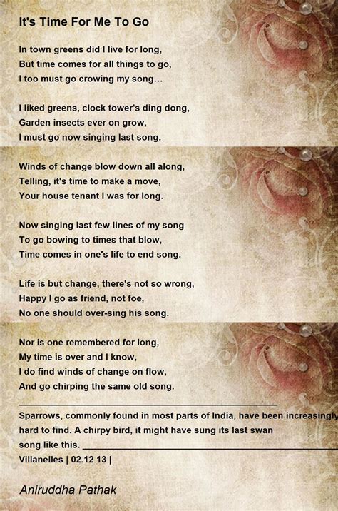 Its Time For Me To Go Poem By Aniruddha Pathak Poem Hunter