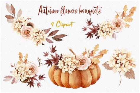 Floral Autumn Bouquet Clipart Graphic by kritkongjundee · Creative Fabrica