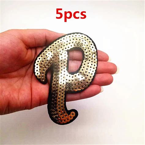 Pcs Gold Letter P Sequins Patches For Clothing Iron On Patch