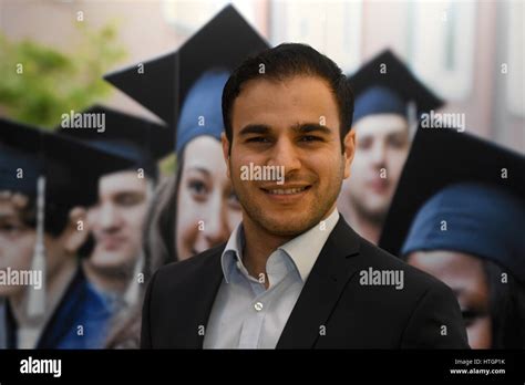 Hashem Al-Ghaili, Science Communicator from Yemen stands in the foyer ...