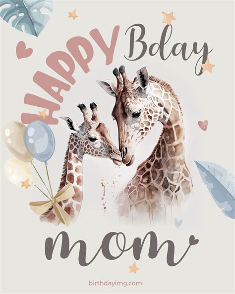 Free Birthday Image For Mom With Giraffes Birthdayimg