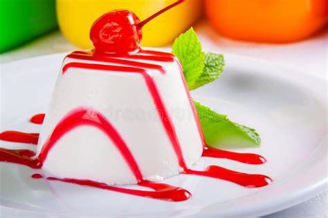 Panna Cotta With Cherry Sauce Stock Image Image Of Soft Cotta 68803471