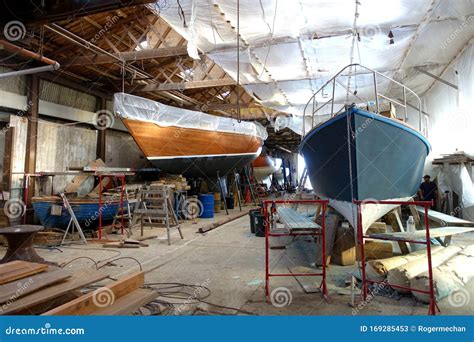 The Interior Of A Boat Repair Yard, England. Boats Under Repair And Slipways. Editorial Image ...