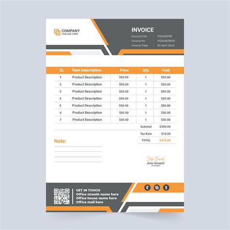 Creative Product Purchase And Payment Receipt Invoice Design Modern