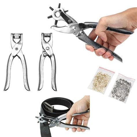 3 Pc Leather Belt Hole Punch Eyelet Plier Snap Button Grommet Setter