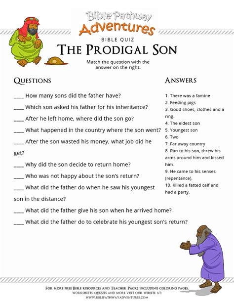 Printable Prodigal Son Activity Sheets