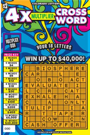 X Multiplier Crossword Scratch Colorado Lottery