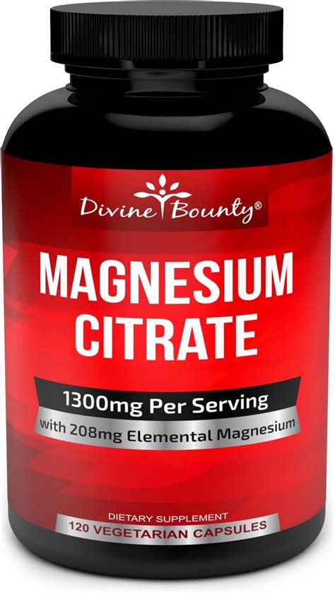 Pure Magnesium Citrate Capsules 1300mg Magnesium Supplement With Elemental