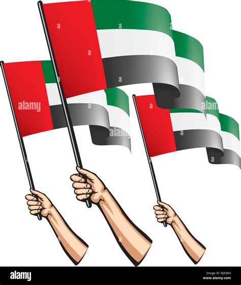 United Arab Emirates Flag And Hand On White Background Vector