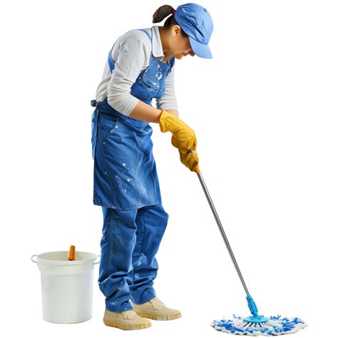 cleaning service woman mopping  floor transparent background