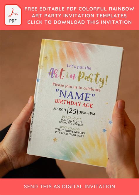 Get Free Editable PDF Colorful Tie Dye Art Party Invitation Templates