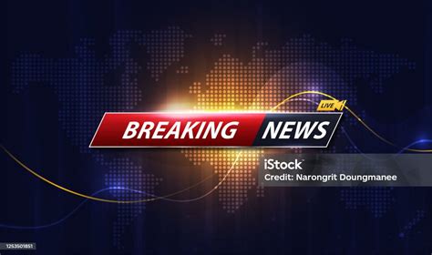 Breaking News Template Title With Shadow On World Map Background For