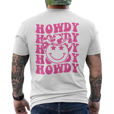 Groovy Howdy Rodeo Western Country Southern Cowgirl Mens Back Print T Shirt Mazezy