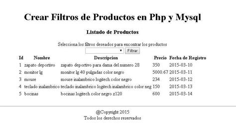 Crear Filtros De Productos En Php Y Mysql Jonathan Melgoza