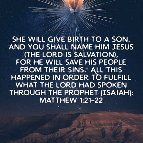 Matthew 1 21 22 She Will Give Birth To A Son And You Shall Name Him