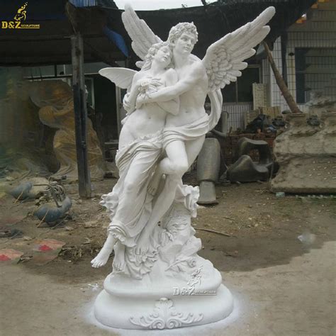 Life Size Sculpture Pure White Marble Sexy Large Angel Love Couple Man Woman Statues Dzm 1208