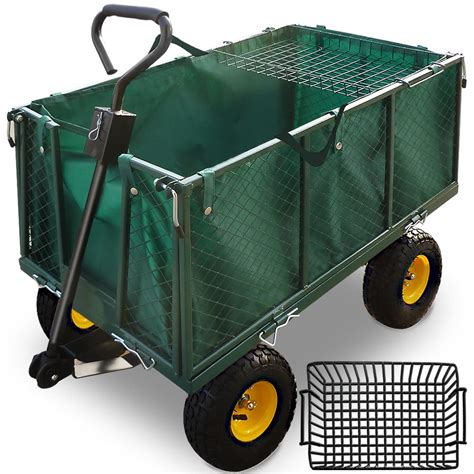 Gardebruk Heavy Duty Metal Wheel Garden Trolley With Pull Handle