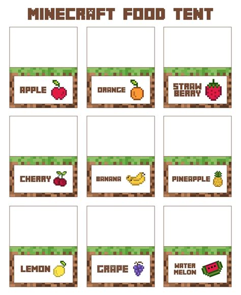 Minecraft Food Tents Free Pdf Printables Artofit