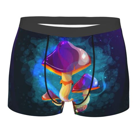 Kuilepa Magic Mushrooms Fireflies Print Mens Boxer Briefs Moisture