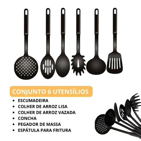 Kit De Cozinha Premium Conjunto Pe As Silicone E Madeira