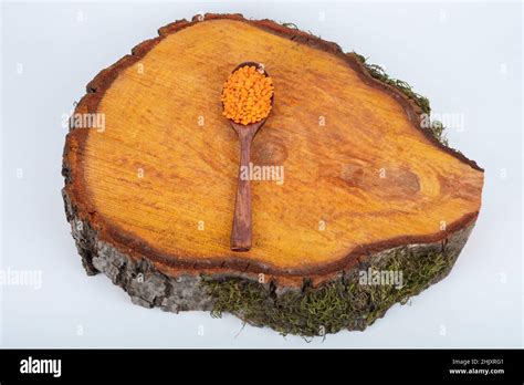 Pile Of Red Lentil Isolated On White Background Top View Stock Photo