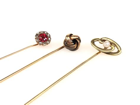 Lot Lot Of 3 Vintage 14k Gold Tie Pins